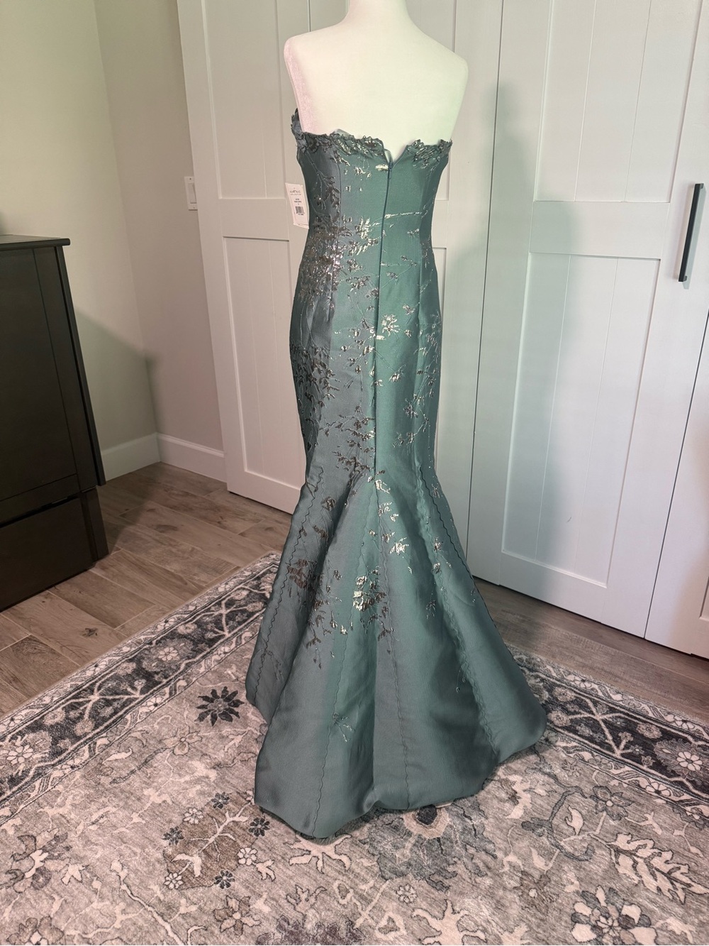 Rene Ruiz Sage Green Embroidered Evening Gown - Picture 6 of 11